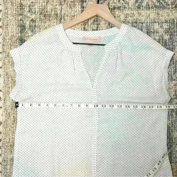 Philosophy Women’s Sheer Black and White Polka Dot Blouse Size XSmall - Picture 8 of 11